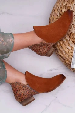 Damskie Skórzane Botki Maciejka Rude 04091-49