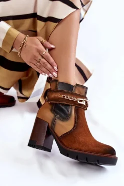 Damskie Skórzane Botki Maciejka 05781-29 Rude