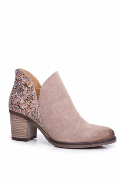 Damskie Skórzane Botki Na Słupku Maciejka Beżowe 04492-04