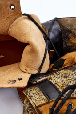 Damskie Skórzane Botki Trzewiki Maciejka 05077-07 Żółto-Czarne