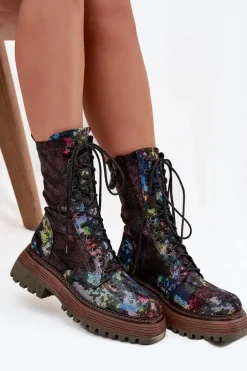 Damskie Skórzane Botki Workery Maciejka 06203-39 Multikolor