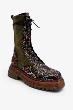 Damskie Skórzane Botki Workery Maciejka 06203-09 Multikolor