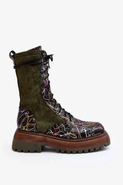 Damskie Skórzane Botki Workery Maciejka 06203-09 Multikolor