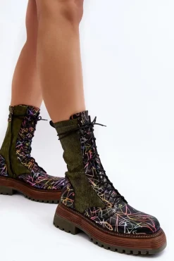 Damskie Skórzane Botki Workery Maciejka 06203-09 Multikolor