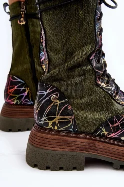 Damskie Skórzane Botki Workery Maciejka 06203-09 Multikolor