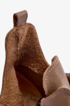 Damskie Skórzane Botki Z Ozdobą Beżowe Lemar Lusanna