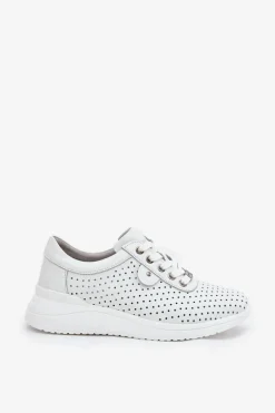 Damskie Skórzane Buty Sportowe Vinceza 79532 Białe