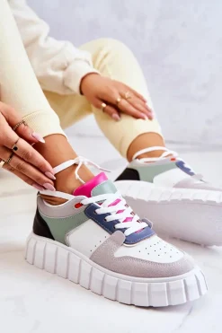 Damskie Skórzane Buty Sportowe Biało-Szare Florentine