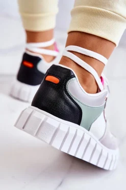 Damskie Skórzane Buty Sportowe Biało-Szare Florentine