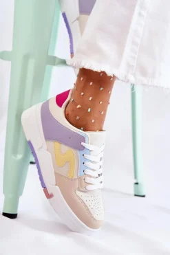 Damskie Skórzane Buty Sportowe Beżowe Francis