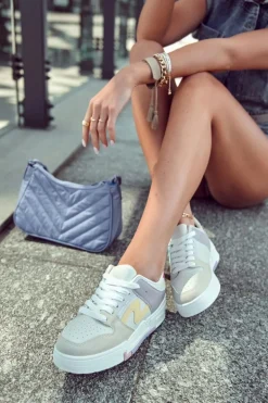 Damskie Skórzane Buty Sportowe Beżowe Francis