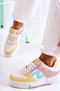 Damskie Skórzane Buty Sportowe Biało-Żólte Francis