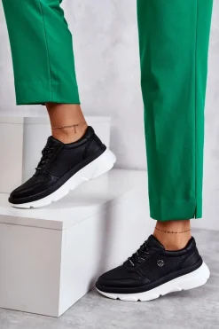 Damskie Skórzane Buty Sportowe Czarne Camrose