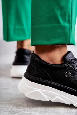 Damskie Skórzane Buty Sportowe Czarne Camrose