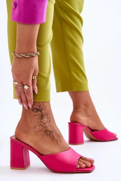 Damskie Skórzane Klasyczne Klapki Fuksja Loara