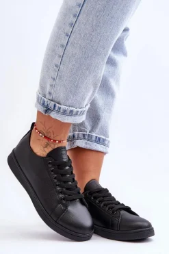 Damskie Skórzane Klasyczne Trampki Czarne Unlimited