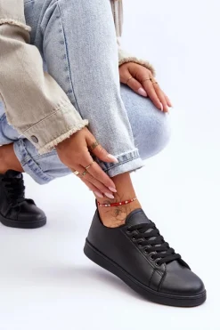 Damskie Skórzane Klasyczne Trampki Czarne Unlimited