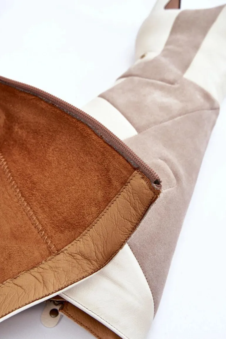 Damskie Skórzane Kozaki Do Kolan Maciejka 05784-22 Jasnobeżowe