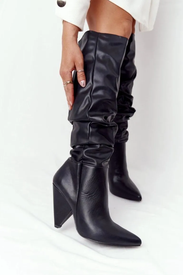 Damskie Skórzane Kozaki Lu Boo Czarne