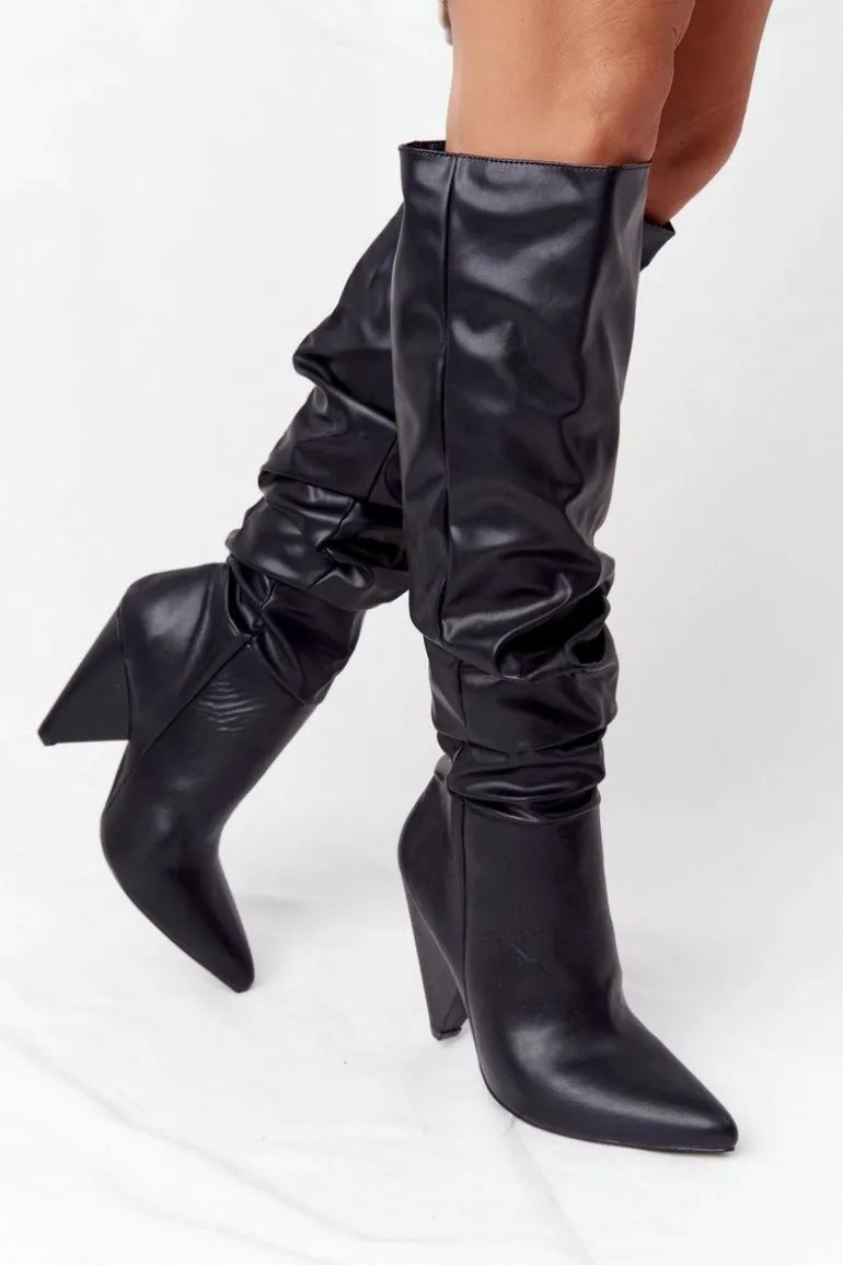 Damskie Skórzane Kozaki Lu Boo Czarne