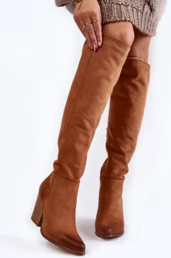 Damskie Skórzane Kozaki Muszkieterki Lewski 2833 Camel