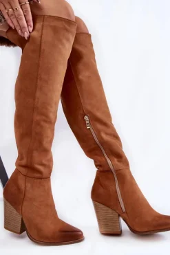 Damskie Skórzane Kozaki Muszkieterki Lewski 2833 Camel