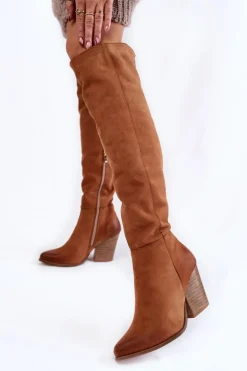 Damskie Skórzane Kozaki Muszkieterki Lewski 2833 Camel