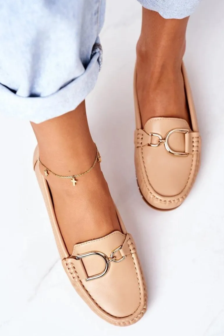 Damskie Skórzane Mokasyny Jasny Brąz Downtown