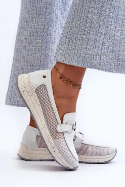 Damskie Skórzane Mokasyny D&A TW210 Białe