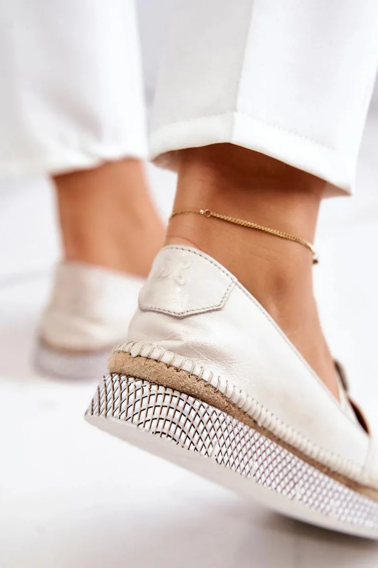 Damskie Skórzane Mokasyny Maciejka 05432-22 Jasnobeżowe