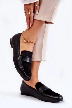 Damskie Skórzane Mokasyny La.Fi 210018B-PUF Czarne