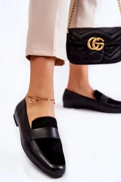 Damskie Skórzane Mokasyny La.Fi 210018B-PUF Czarne