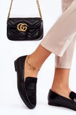 Damskie Skórzane Mokasyny La.Fi 210018B-PUF Czarne