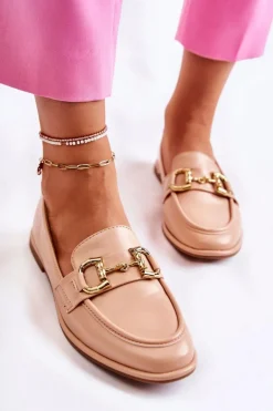 Damskie Skórzane Mokasyny Nude Coriso