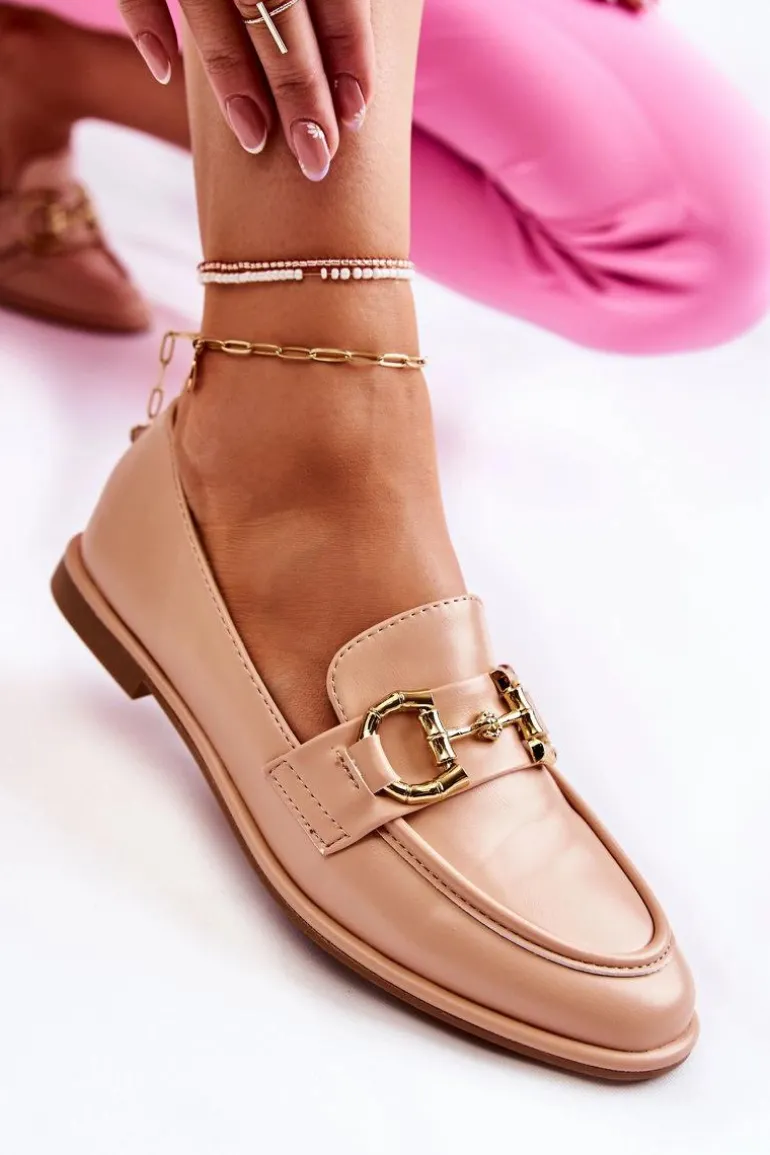 Damskie Skórzane Mokasyny Nude Coriso