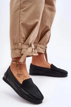 Damskie Skórzane Mokasyny S.Barski LR97630 Czarne