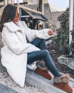 Damskie Skórzane Śniegowce Z Futerkiem Camel Alexa