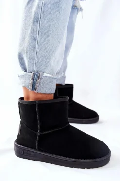 Damskie Skórzane Śniegowce Big Star II274440 Czarne