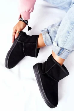 Damskie Skórzane Śniegowce Big Star II274440 Czarne