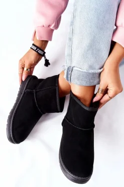 Damskie Skórzane Śniegowce Big Star II274440 Czarne