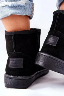 Damskie Skórzane Śniegowce Big Star II274440 Czarne