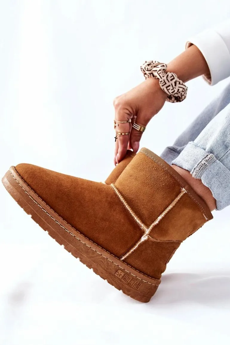 Damskie Skórzane Śniegowce Big Star II274441 Camel