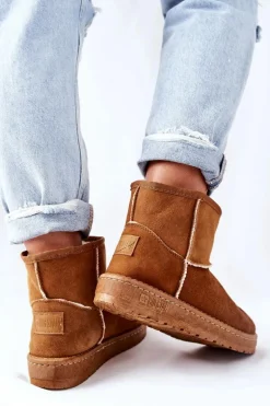 Damskie Skórzane Śniegowce Big Star II274441 Camel