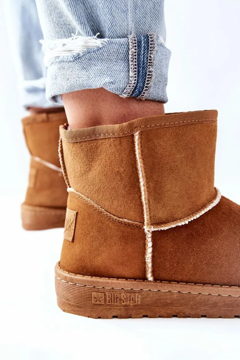 Damskie Skórzane Śniegowce Big Star II274441 Camel