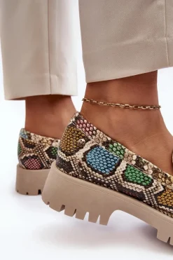 Damskie Skórzane Półbuty Frędzle Maciejka 05497-45 Multikolor