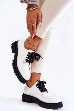 Damskie Skórzane Półbuty La.Fi 210004W-PU Białe