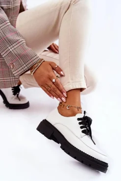 Damskie Skórzane Półbuty La.Fi 210004W-PU Białe