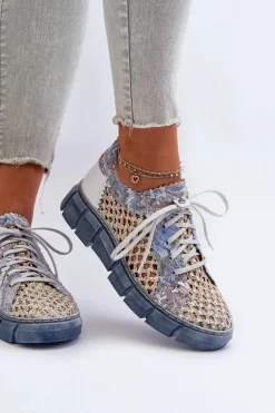 Damskie Skórzane Półbuty Maciejka 05850-06 Niebieskie