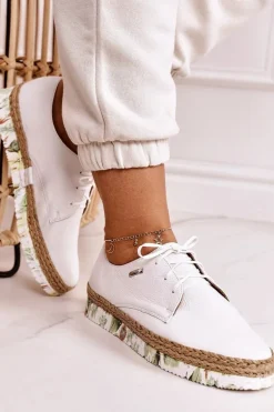 Damskie Skórzane Półbuty Maciejka Białe 02936-11