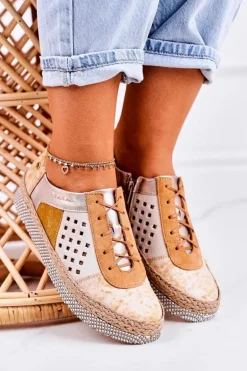 Damskie Skórzane Półbuty Maciejka Żółte 03339-44